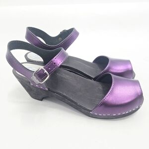 Maguba Clogs Metallic Purple Peep Toe